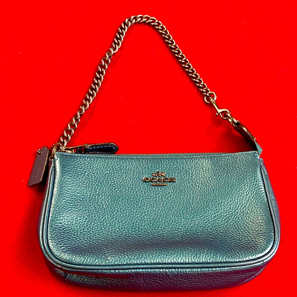 Coach Metallica Dark Teal Wristlet